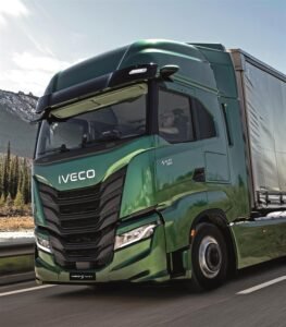 IVECO truck driving on highway – representing durability and genuine IVECO spare parts supplied by Gseibat General Trading UAE